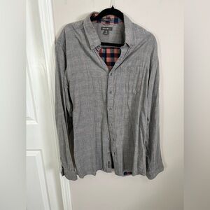 Eddie Bauer Classic Fit Gray Shirt with Plaid Accent